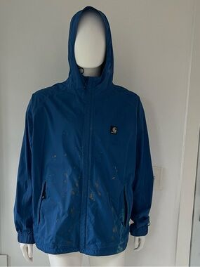 Vintage Carhartt Blue Hooded Shell Jacket waterproof Rain Men’s XL